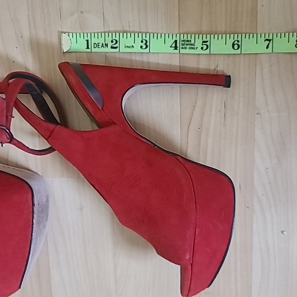 Dolce Vita Sexy Red Suede Strap High Heels Open Toe Platform Stilleto Size 6 - Picture 7 of 9